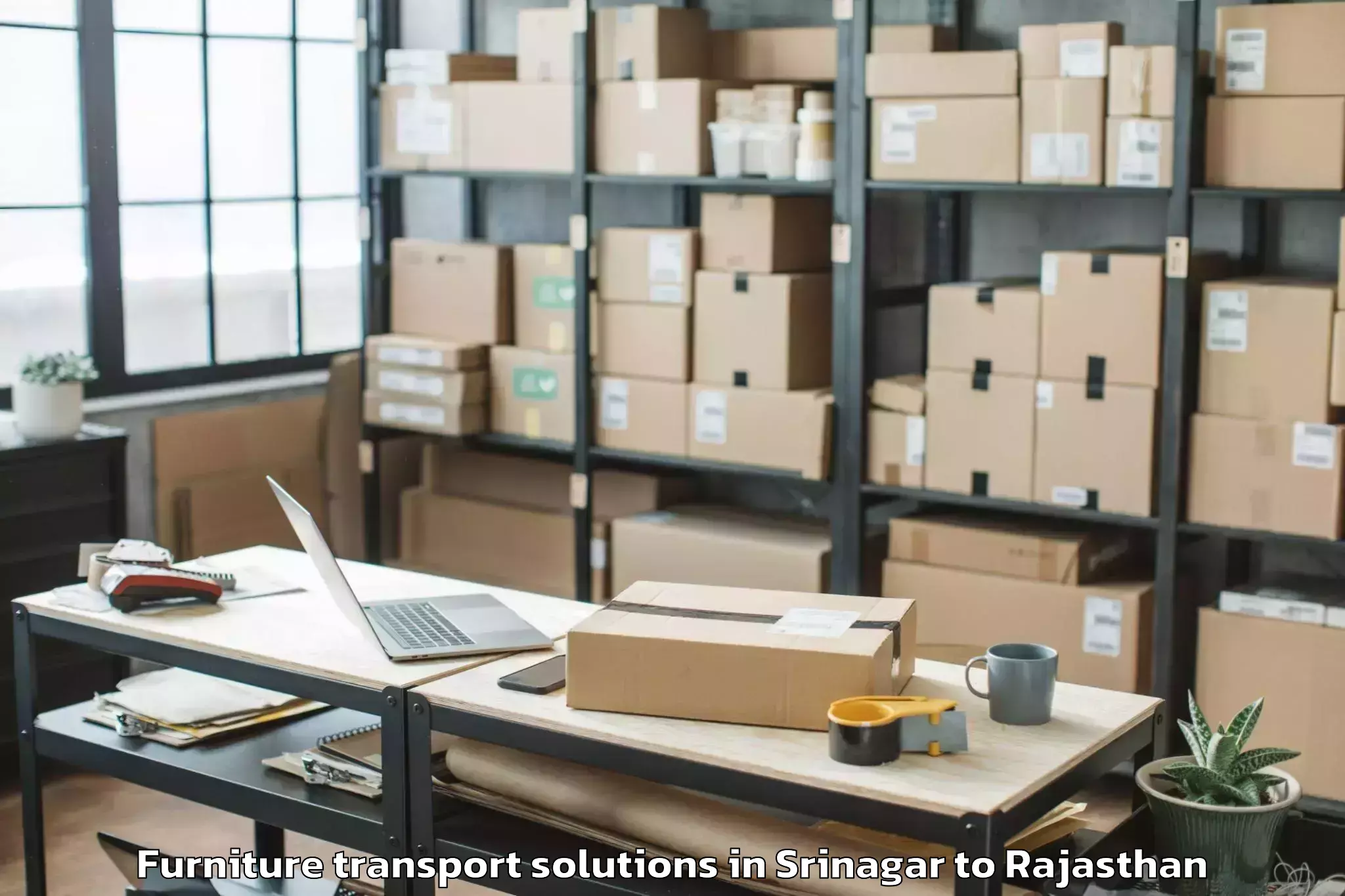 Book Srinagar to Phulera Sambhar Furniture Transport Solutions Online